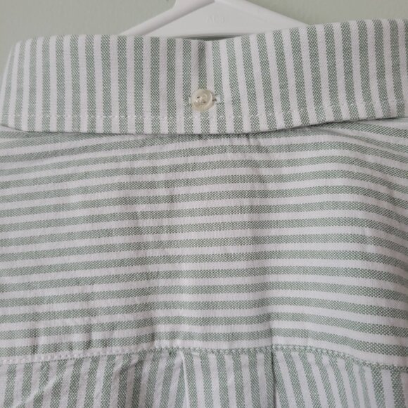 GAP Oxford Shirt Men's Large Green/White Striped Button Down Dress Shirt NWT - Picture 9 of 10